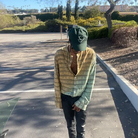 Acne Studios Men's Yellow/Green Peace Long Sleeve Button Up
